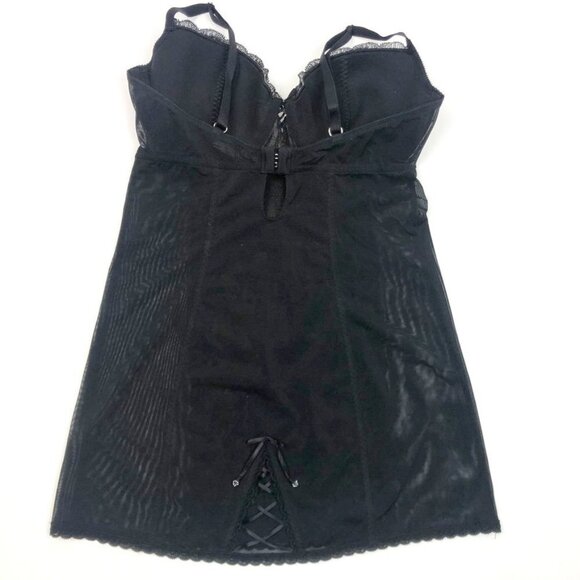 Victoria's Secret Sheer Mesh and Lace Rhinestone Teddy Slip. Size 36D - Picture 4 of 9